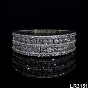 แหวนเพชร CZ สำหรับผู้หญิง5เส้น925ชุบโรเดียมเงินสเตอร์ลิงการตั้งค่าช่อง - Product Image 3