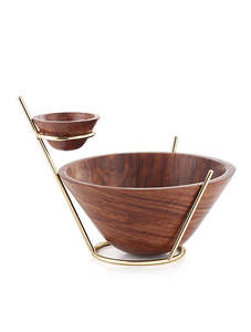 Tazón redondo de madera con diseño de grabado de latón AK en Color Natural, cuenco de frutas secas de alta calidad para artículos de hotel/adornos de vajilla - Product Image 3