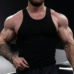 Débardeur de musculation de qualité supérieure en gros, col rond, évacuation de l'humidité, tissu extensible ajusté aux muscles, débardeur d'entraînement essentiel pour hommes - Product Image 2