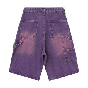 ZY Vintage lavado gradiente hombres Denim corto logotipo personalizado bordado impresión suelta Jean corto hombres Casual en blanco Baggy Jorts para hombres - Product Image 4