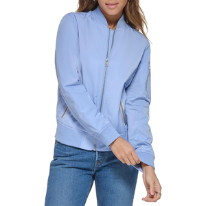 Chaqueta universitaria ajustada personalizada de alta calidad para mujer, bombardero de lana, cierre de botón de cuerno, Material transpirable, Color sólido, venta al por mayor - Product Image 4