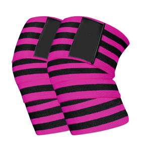 Wholesale <b>Pink</b> Black Striped Knee Pads Knitted Breathable Hook Loop Closure Unisex All Seasons Protection - Product Image 2