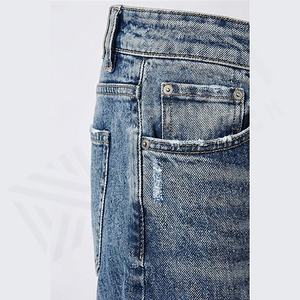 Hot Sale Men <b>Jeans</b> Denim Long Pants Stretch Casual Zipper Straight <b>Slim</b> Pockets Solid Color Autumn Cotton Pant Customized Color - Product Image 5