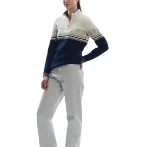2025 FNJIA femmes personnalisé Jacquard tricot pull 100% coton pull à fermeture éclair Style européen-américain décontracté hiver - Product Image 4