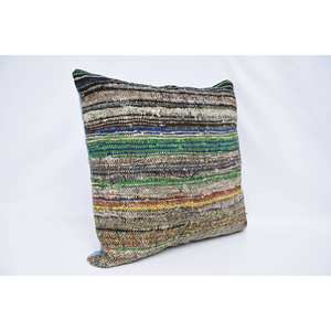 Almohada decorativa lavable extraíble antideslizante de 28x28 pulgadas de lana Multicolor Kantha Patchwork Vintage tejida ecológica - Product Image 3