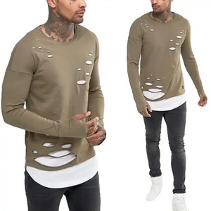 T-shirt Homme Effet Vieilli Haute Qualité Séchage Rapide Respirant Tissu Toile Coupe Classique Écologique – Vente Chaude en Gros - Product Image 1