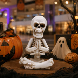 Statuetta in Resina di Scheletro in Preghiera con Gambe Incrociate, Stile Gotico Vintage, Decorazione da Tavolo per Halloween, Regalo Spirituale - Product Image 6