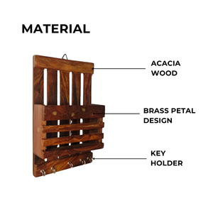 Porte-clés mural en bois avec crochets |   Organisateur de clés artisanal rustique pour entrée, salle de bain, salon, décoration intérieure - Product Image 4