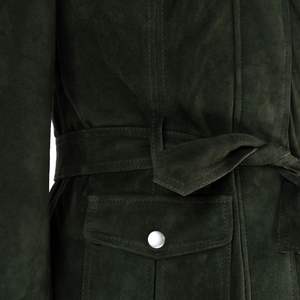 Veste imperméable à capuche pour femme et homme en cuir véritable d'hiver avec col montant, poches à rabat, fermeture éclair, fabrication artisanale, style urbain - Product Image 4