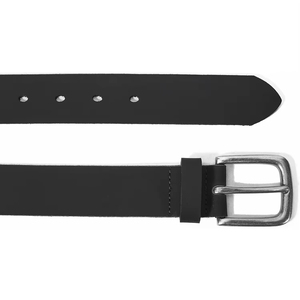 Formal Black Cow Hide Leather <b>Belt</b> With Silver Rectangular Pin Buckle Solid Design Men's Waist Accessory - Product Image 2