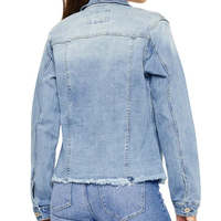 Nouvelle mode veste en jean pour femmes déchiré à manches longues Monkey Wash vente en gros veste en jean surdimensionnée coupe ajustée 100% coton