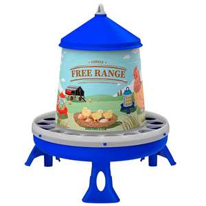 Nouvelle mangeoire à volaille en plastique durable de haute qualité avec pattes 4Kg modèle en liberté bleu pour garder la volaille nourrie - Product Image 1