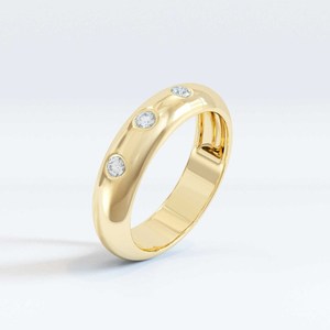 Bague en diamant à bande ronde en or massif 10 carats diamant cultivé en laboratoire mariage coupe ronde CVD diamant bague de fiançailles bijoux de clarté - Product Image 1