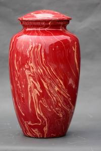 Urna Funeraria de Aluminio Hecha a Mano para Cenizas Humanas, Urna Conmemorativa Grande para Adultos, Urna de Metal Artesanal con Remolino Rojo para Entierro - Product Image 2