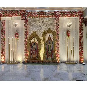 Tirupati Balaji Lakshmi雕像婚礼装饰南印度婚礼Balaji & Laxmi Ji Tamilian婚礼活动舞台装饰