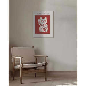 Produit à motif de nature morte de chat Maneki-Neko rouge - Product Image 5