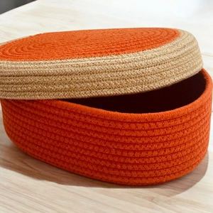 Panier en coton polyvalent de haute qualité avec séparateur et couvercle organisateur en tissu pliable pour le stockage de bureau à domicile fabriqué à partir de l'Inde - Product Image 4