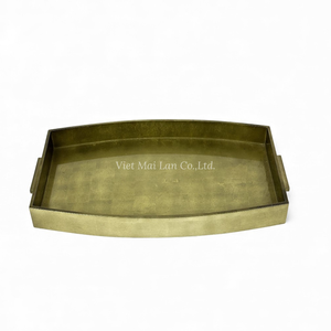 ถาดเคลือบเงาลายทองคำเปลว พร้อมหูจับ ทำด้วยมือ สำหรับเสิร์ฟอาหาร ตกแต่งโต๊ะ และตกแต่งบ้าน จากเวียดนาม - Product Image 1