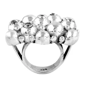 Rose Gold and Gold Plated Fashionable Women's <b>Statement</b> <b>Ring</b>-925 Silver Bubble Cluster Inlay <b>Ring</b> - Product Image 1