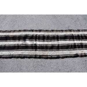 Tapis turc vintage 24 'x 12' grande surface en laine traditionnelle noir blanc Patchwork Design modèle de couloir rectangulaire pour adolescents Latex - Product Image 4