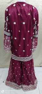 ชุดเดรสผ้าทอจอร์เจียตาข่ายหนาสองชั้นสำหรับงานปาร์ตี้ทำจากเพชรชุดเล่น Salwar พร้อมพาลาซโซและ dupatta สำหรับงานปาร์ตี้ - Product Image 2