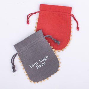 Sac de faveur pour cadeau de mariage en voile fait à la main petite pochette d'emballage en coton avec cordon de serrage logo personnalisé conteneur de bijoux indiens en gros - Product Image 3