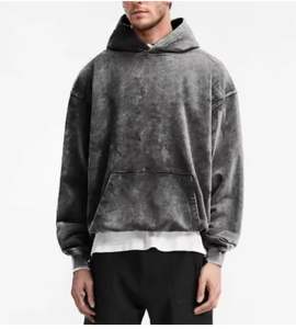 Fabricant vente en gros de sweats à capuche délavés à l'acide pour hommes poids lourds personnalisés 100% coton lavé à la pierre hiver haute qualité sweats Boxy - Product Image 1