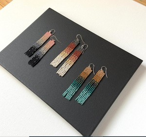 Bead Fringe Earrings - Ombre Seed Bead Earrings - Boho Earrings Quality <b>Emerald</b> Green Beaded Tassel Earrings - Product Image 1