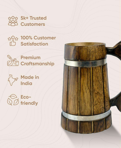 Mug en bois artisanal classique personnalisé Manglam Overseas avec poignée et paille, portable et écologique pour la maison, le bureau et les voyages - Product Image 5