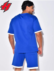Conjunto de 2 piezas transpirable de verano informal para hombre, camiseta de manga corta y pantalones cortos, traje deportivo de ocio estampado - Product Image 4