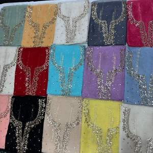 Camisa de seda de organza suave pura con trabajo de Mukesh bordado hecho a mano hasta la rodilla Dupatta Set Patrón sólido Técnicas de tinte de mezclilla - Product Image 3