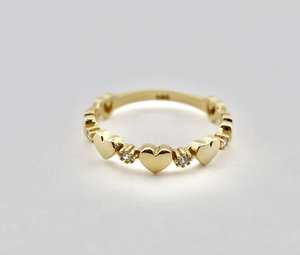 0,50 quilates corte redondo laboratorio crecido diamante forma de corazón regalo de compromiso para su amor corazón apilamiento anillo 14K oro amarillo - Product Image 5