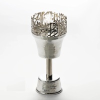 Brûleur d'encens en métal de luxe 2024, style calligraphie arabe et indienne, avec base en bois de santal, argenté, pour lavande, thé, fraise, benjoin, bergamote