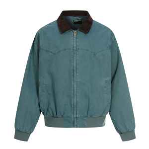 Chaqueta corta unisex con capucha, cortavientos, con solapa ancha y pesada, estilo holgado, moderno y adelgazante, ropa de trabajo resistente al desgaste con cierre de cremallera. - Product Image 1