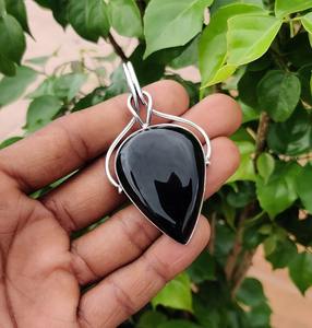 Joyería de piedras preciosas de ónix negro para mujer, colgante de estilo bohemio plateado, joyería de plata de ley 925, colgante hecho a mano de tendencia, Regalo para mamá - Product Image 3