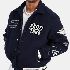 Dernières flanelles épaisses personnalisées OEM Vintage école collège broderie Varisty vestes manteau laine récolte hommes Varsity Jacket - Product Image 2