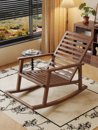 Modern Wooden Rocking Chair Slat Back Design Contemporary Style Multi-Purpose Living Room <b>Bedroom</b> Dining Furniture Cushion <b>Stool</b> - Product Image 2