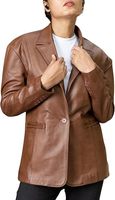 Blazer surdimensionné en cuir d'agneau pour femmes Manteau d'affaires décontracté Veste grande taille pour femmes
