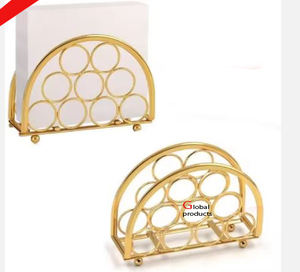 Servilletero de diseño de aluminio y metal con acabado dorado de aspecto real para restaurante y bar de hotel - Product Image 4