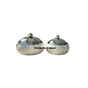 Conjunto de tres cazuelas de madreperla, cazuela de diseño hecha a mano de alta calidad, tamaño personalizado, superventas, calentador de alimentos de Metal - Product Image 4