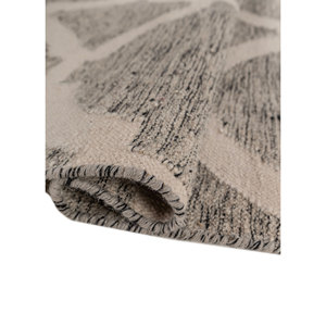 พรมขนสัตว์ทำมือ Indusbar สีเทาและสีดำ ลายทอเรียบ รูปทรงสี่เหลี่ยมผืนผ้า ลายเส้นและลวดลายนามธรรม สำหรับปูพื้นบ้าน-รุ่น Dwrm-103 - Product Image 2