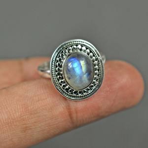 925 argent Sterling Boho Style bague à la main classique pierre de lune bijoux en pierres précieuses pour les femmes cadeau de mariage pour femme - Product Image 2