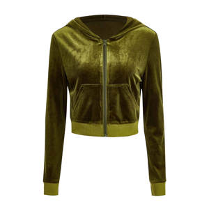 Top Selling <b>Women's</b> Velour Crop Top Hoodie <b>Jacket</b> Long Sleeve Zip up Tops Soft Casual <b>Velvet</b> <b>Jacket</b> with Pockets - Product Image 4