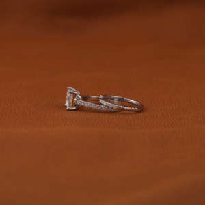 14KT Solid Gold Classic Style Princess Cut Full Eternity <b>Bridal</b> Set Wedding Engagement Lab Grown Diamond Luxury Custom Ring - Product Image 2