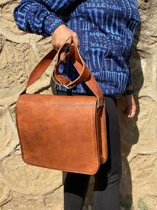 Unisex Handmade Goat Leather Sling Bag Casual <b>Small</b> Shoulder <b>Handbag</b> <b>for</b> Daily Use - Product Image 5