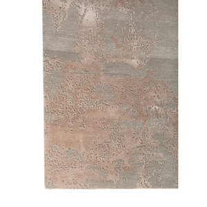 Tapis Kavi gris et noir en laine et soie de bambou noués à la main - Esk-431 - Tapis de cuisine élégants avec erreur de projet - Product Image 4