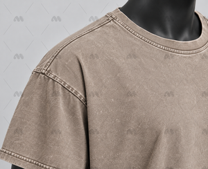 High Quality <b>Men's</b> Luxury 100% Cotton Chinese Style Print Heavyweight Oversized T-Shirt with Turtleneck Collar - Product Image 6