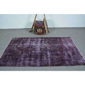 Tapis Vintage en Laine Turque 3.8 X 6.9ft Grande Surface Couvrant Classique Patchwork Design Latex pour Adolescents Couloir Moderne Couleur Violette - Product Image 3