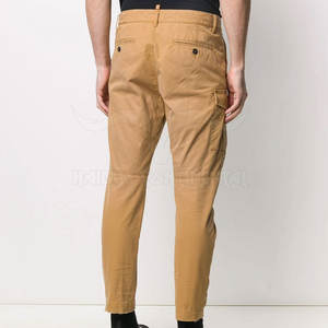 Pantalones cargo informales para hombre de marca privada, lona de cintura media con múltiples bolsillos disponibles en color liso a la venta - Product Image 4