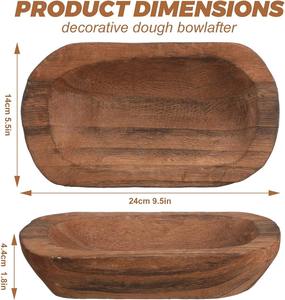 Handmade <b>Wooden</b> Serving <b>Bowl</b> Eco-Friendly Reusable Round Dinnerware Customized Carved for <b>Fruits</b> Display - Product Image 2